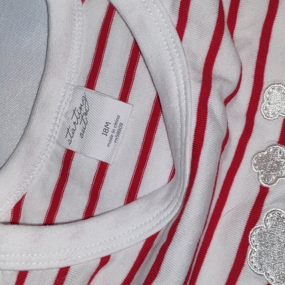 Christmas Red & White Striped Long Sleeve Santa T-shirt - Picture 4 of 4